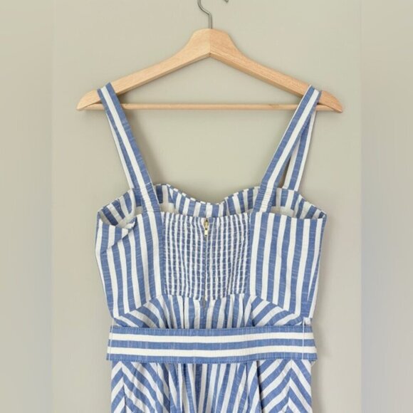 NEW Cara Cara Calypso Midi Dress Ivory Blue Striped Seersucker | US 6 UK 10 - Picture 10 of 14